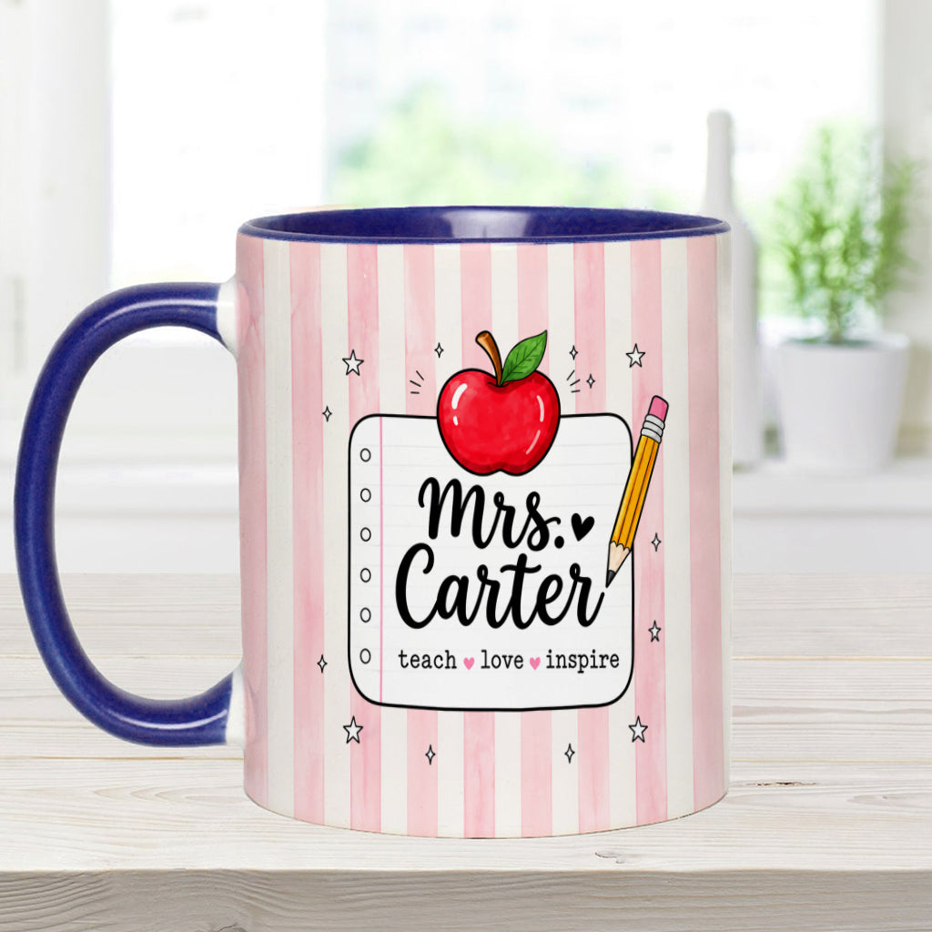 Back To School, Teacher Gift Idea - Personalized Teacher Accent Mug