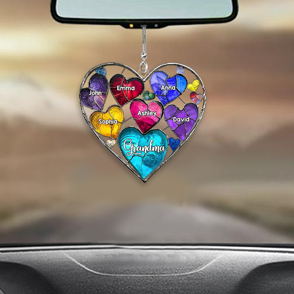 Grandma's Mom's Sweethearts - Personalized Grandma Transparent Car Ornament