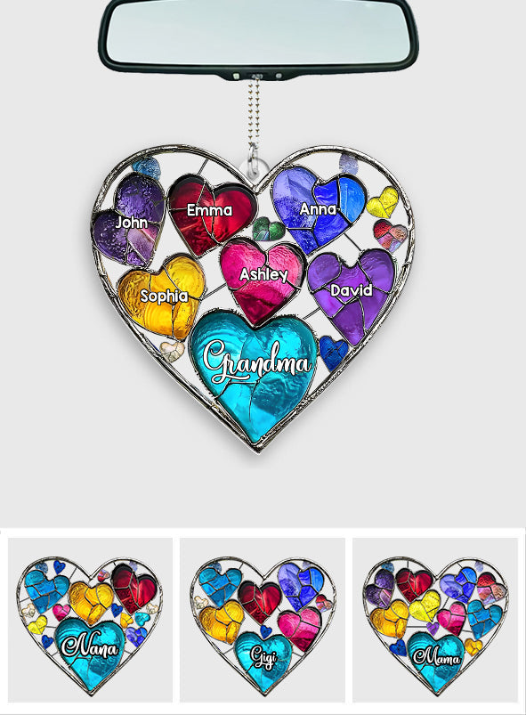 Grandma's Mom's Sweethearts - Personalized Grandma Transparent Car Ornament