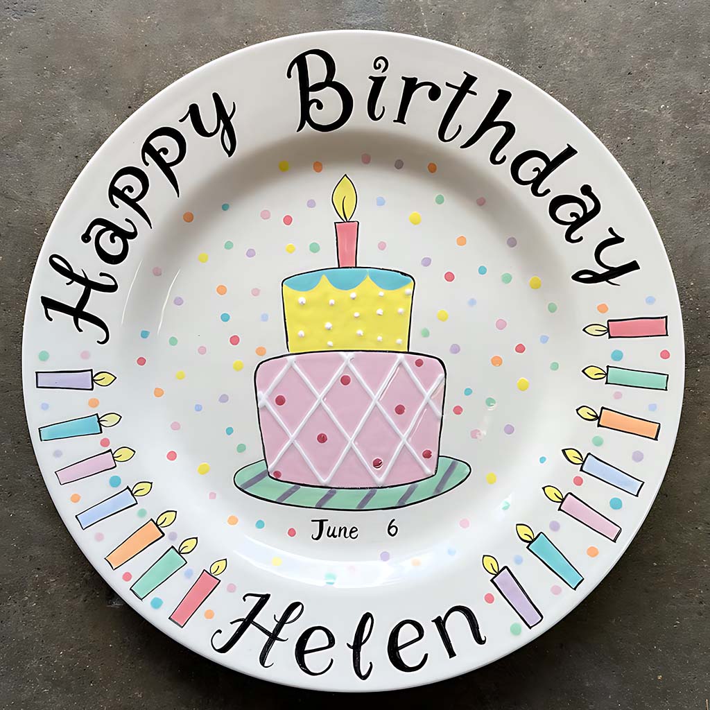Birthday Gift - Personalized Birthday Ceramic Round Plate