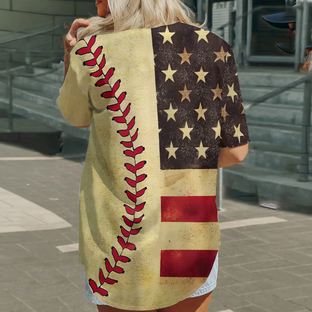 Retro Flag Baseball Print - Personalized Baseball Jersey