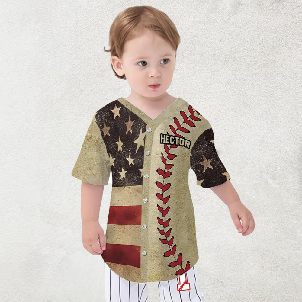 Retro Flag Baseball Print - Personalized Baseball Jersey