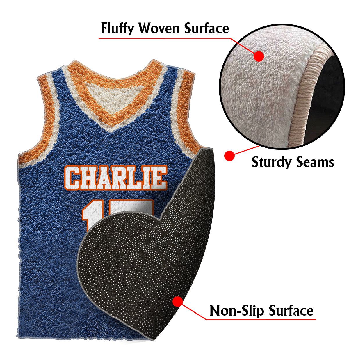 Basketball Jersey - Personalized Basketball Non-Slip Tufted Rug
