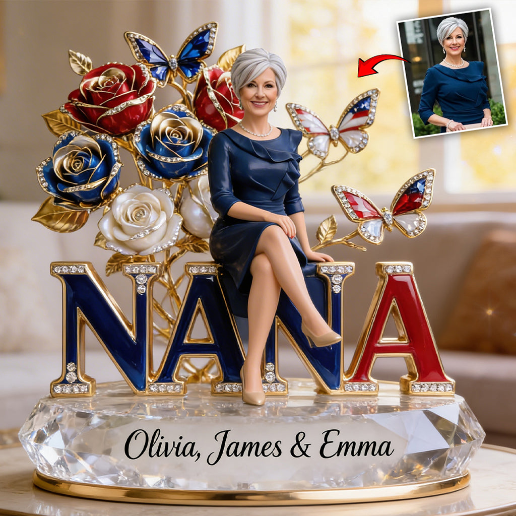 Custom Any Photo American Mom/Grandma - Personalized Mother Custom Shaped Acrylic Plaque