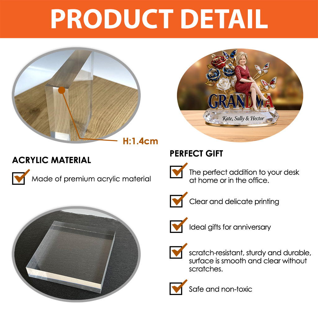 Custom Any Photo American Mom/Grandma - Personalized Mother Custom Shaped Acrylic Plaque