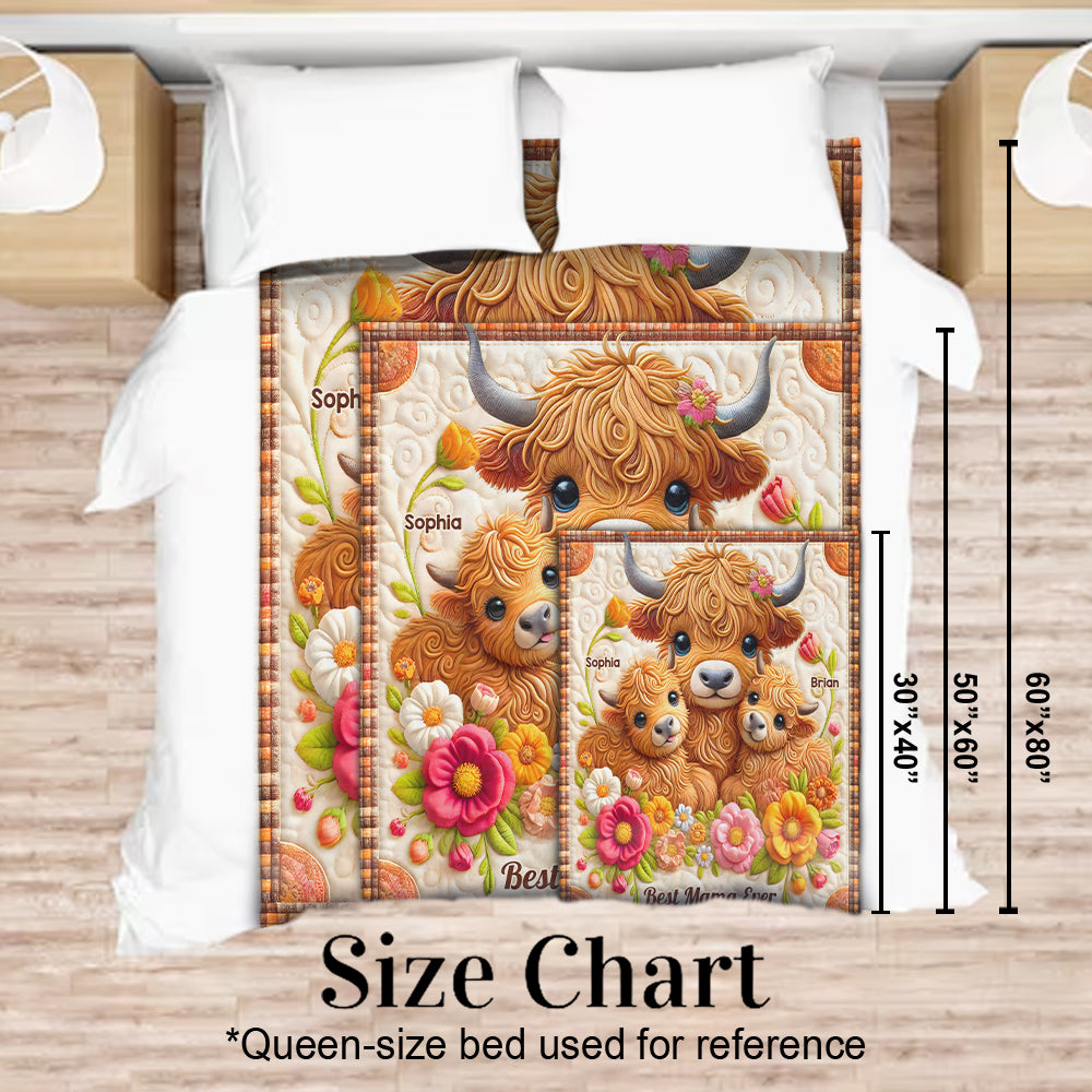 Best Mama Ever - Personalized Highland Cow Blanket