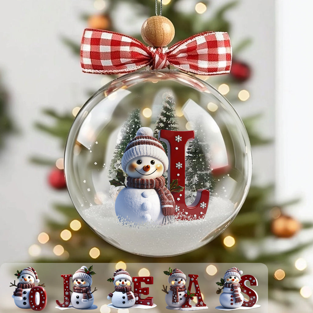 Custom Initial For All Family - Personalized Family Snow Globe Ornament