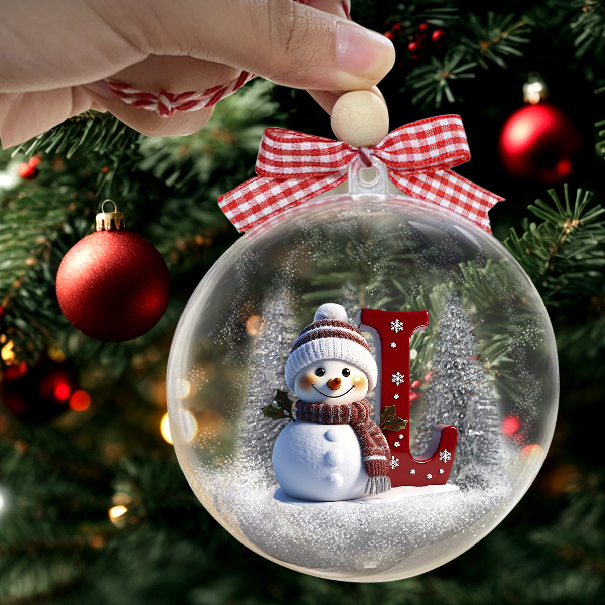 Custom Initial For All Family - Personalized Family Snow Globe Ornament