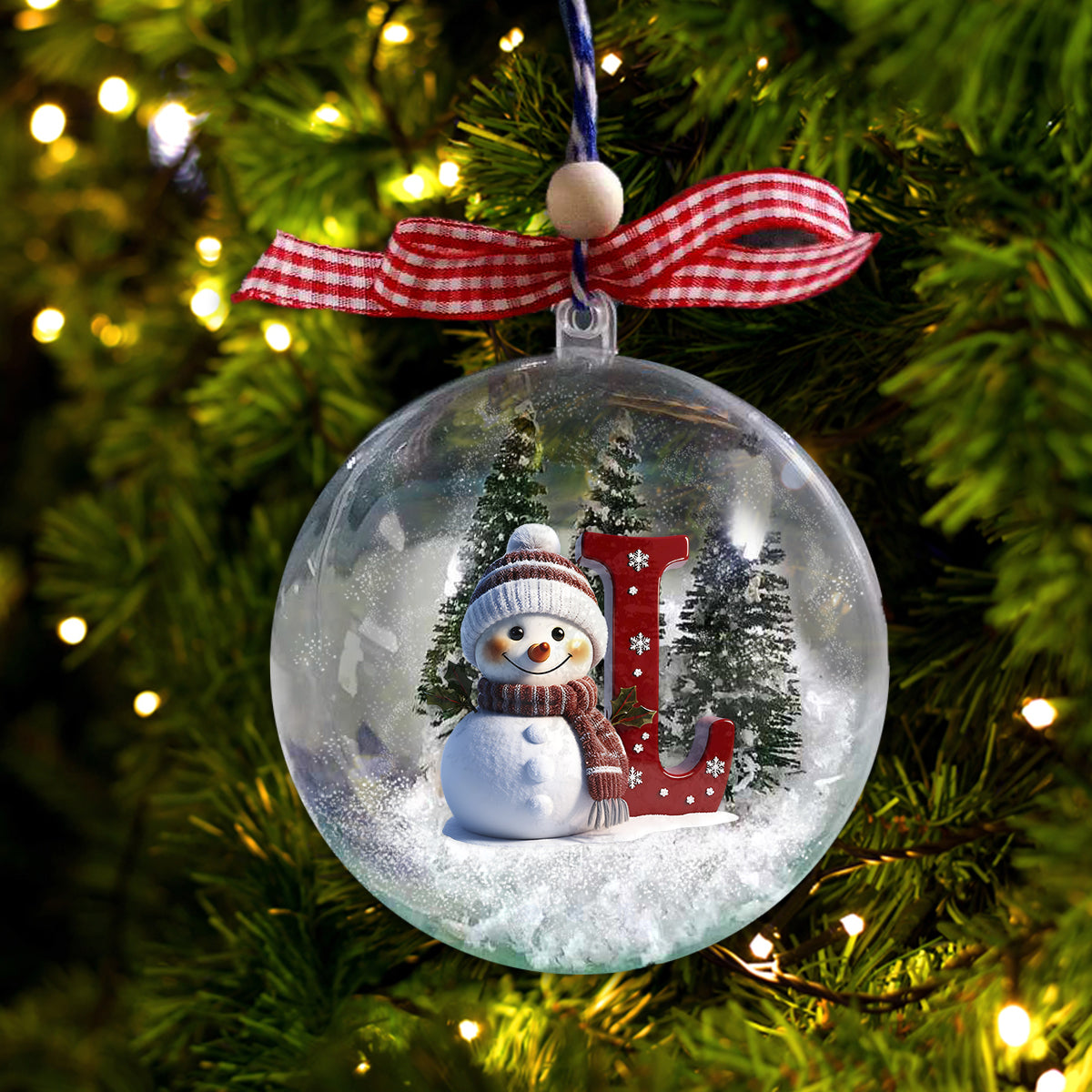 Custom Initial For All Family - Personalized Family Snow Globe Ornament