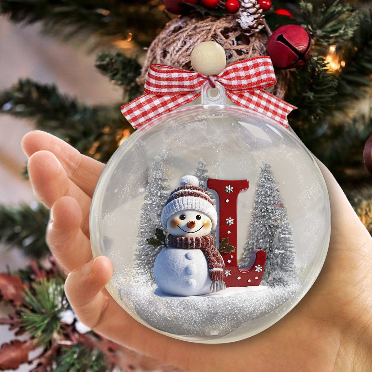 Custom Initial For All Family - Personalized Family Snow Globe Ornament