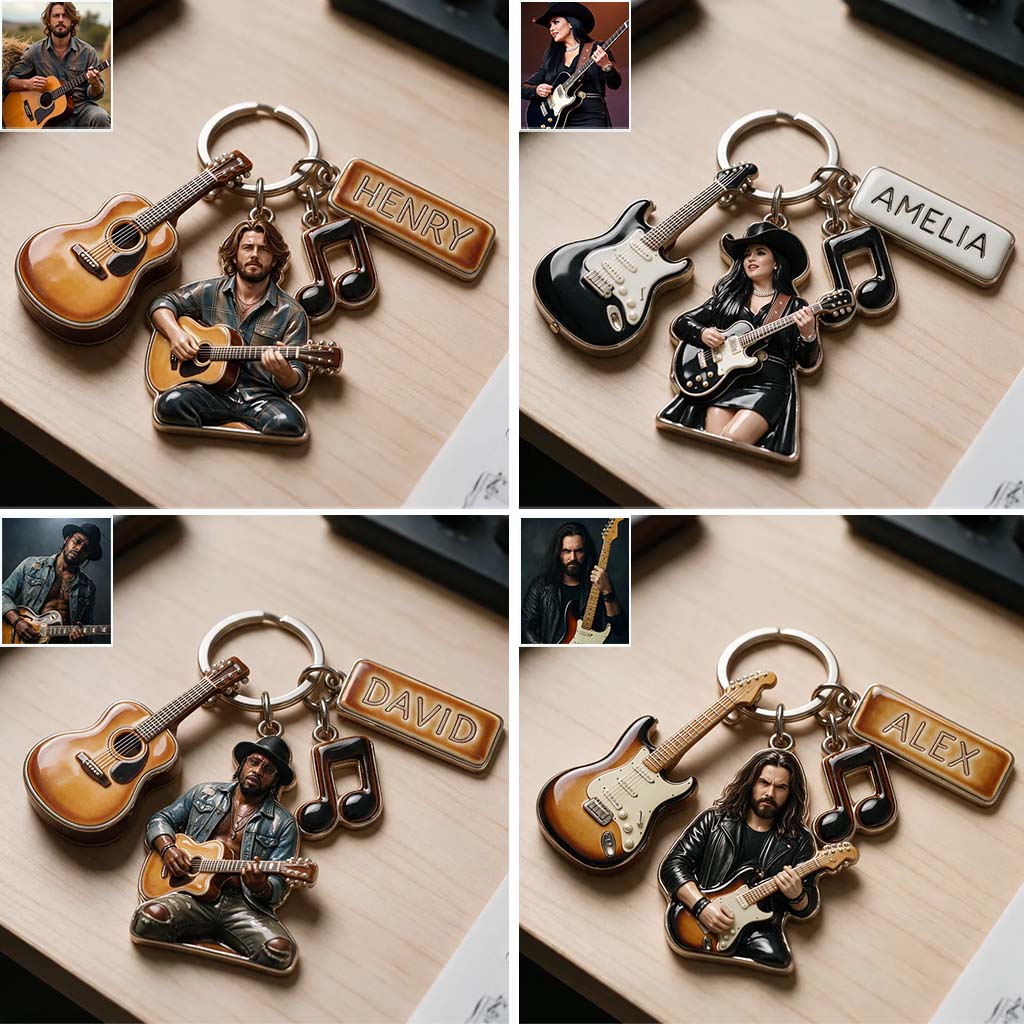 Custom Your Guitar - Personalized Guitar Premium Keychain With Charms