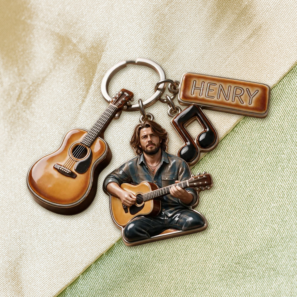 Custom Your Guitar - Personalized Guitar Premium Keychain With Charms