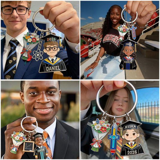 Graduation Gift - Personalized Graduation Keychain With Charms