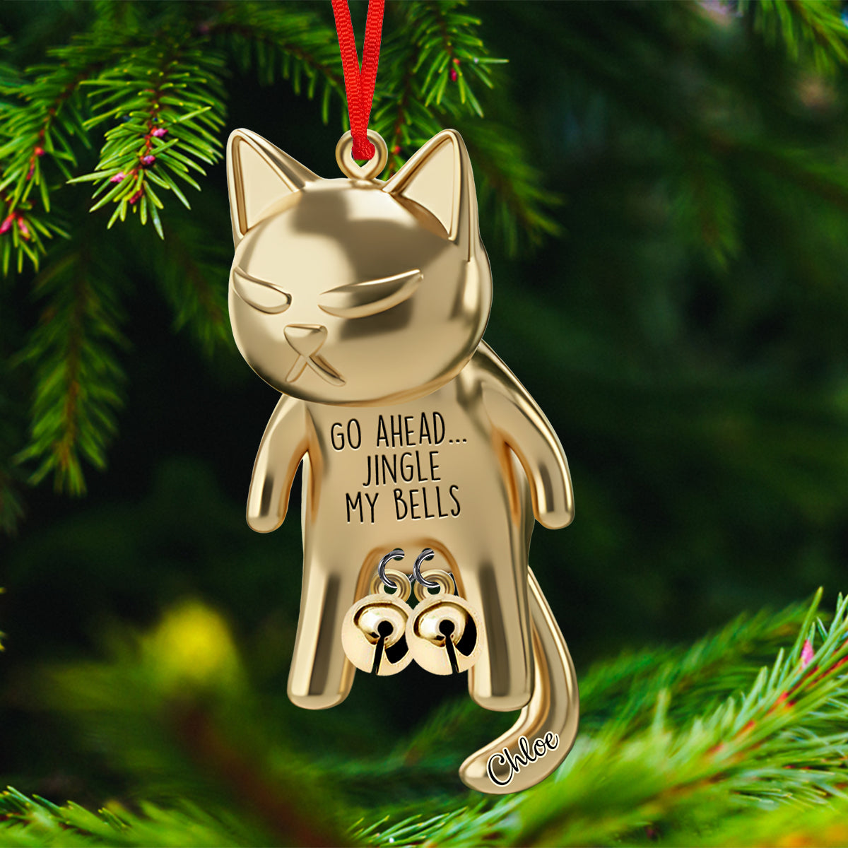 Go Ahead Ring My Bells - Personalized Cat Ornament With Charm