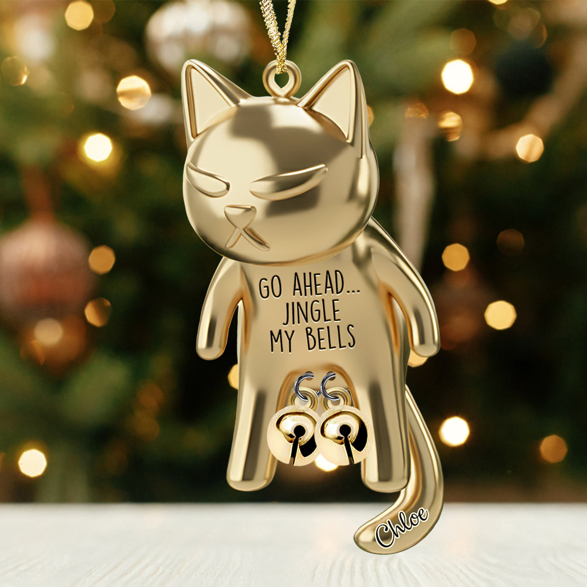 Go Ahead Ring My Bells - Personalized Cat Ornament With Charm