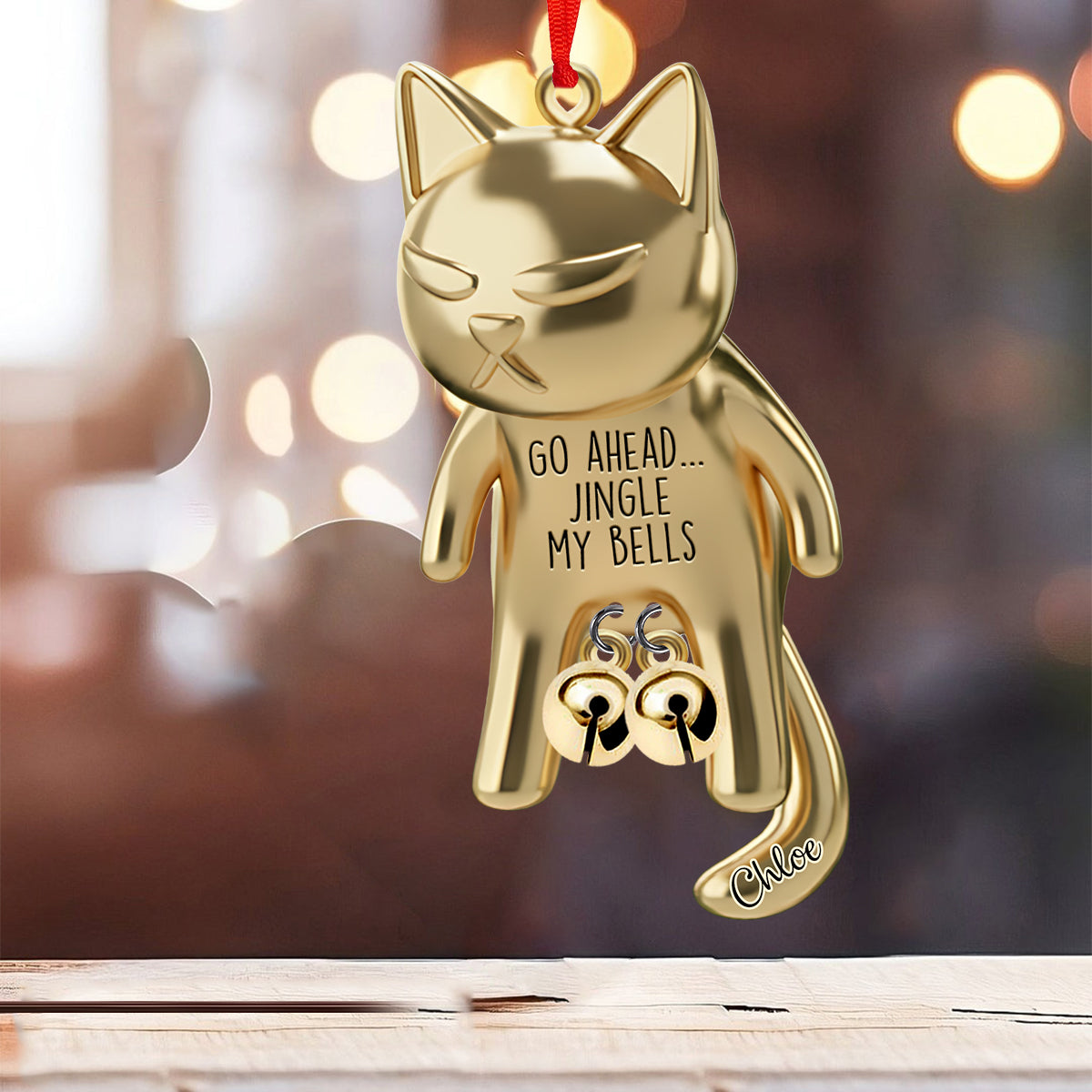 Go Ahead Ring My Bells - Personalized Cat Ornament With Charm