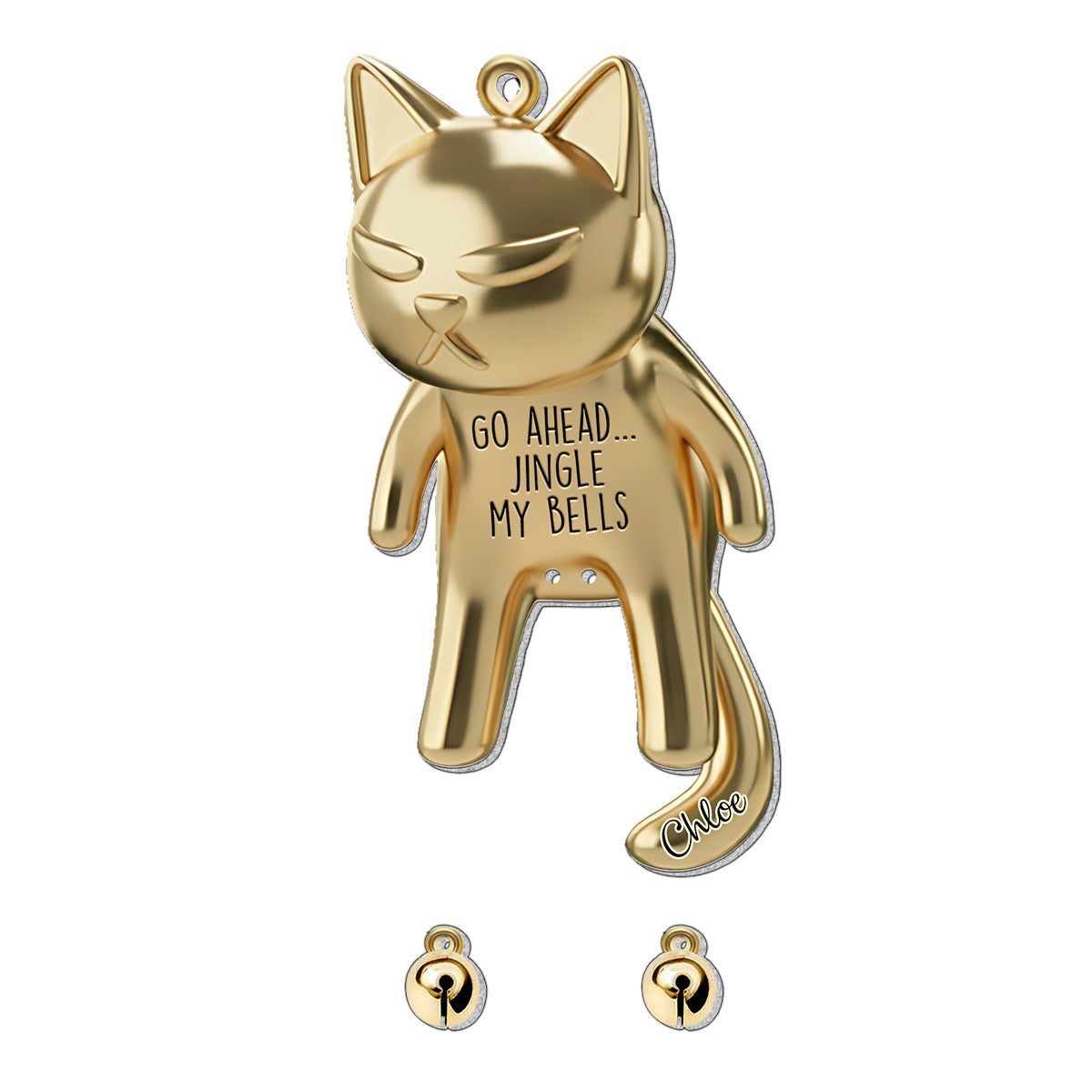 Go Ahead Ring My Bells - Personalized Cat Ornament With Charm