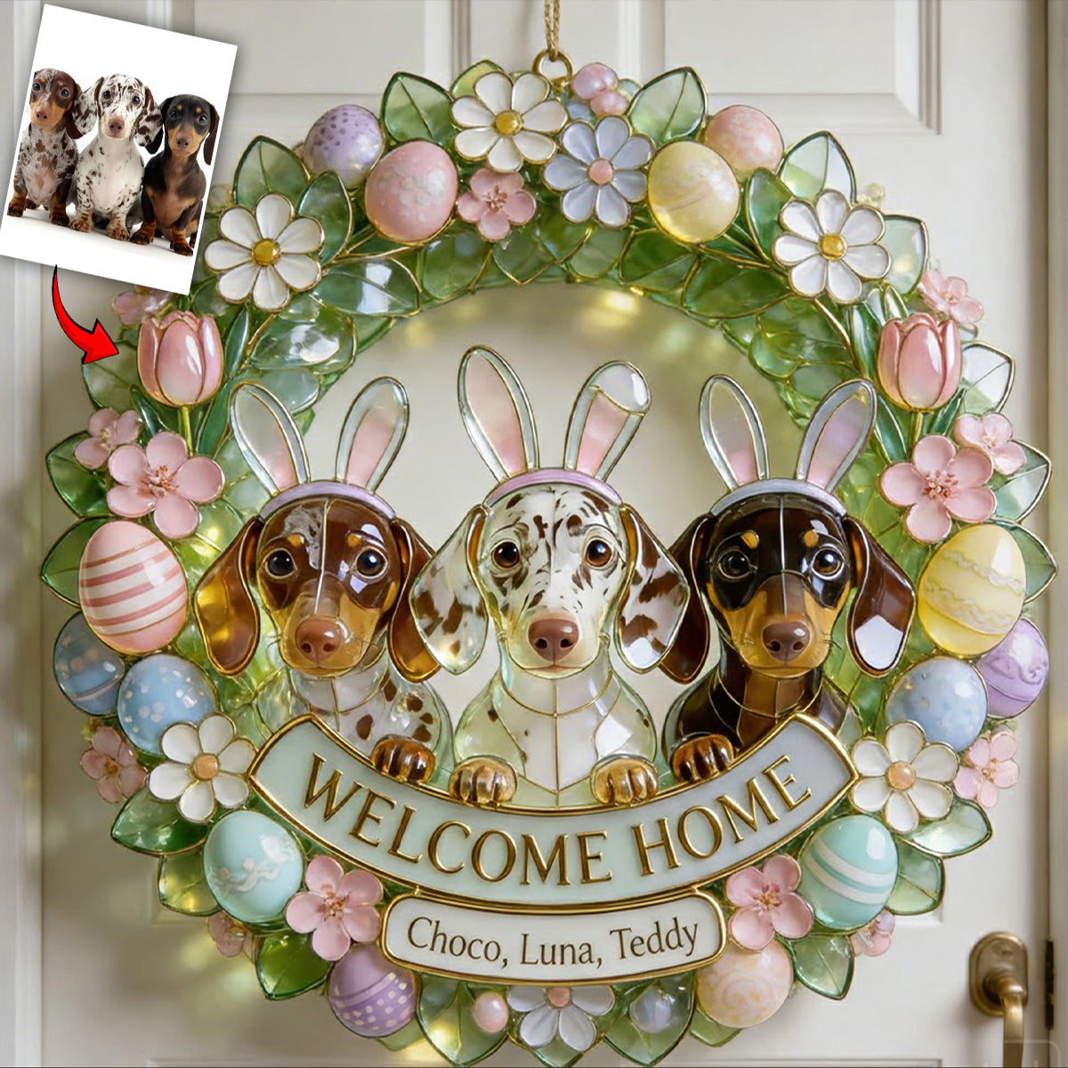 Custom Any Photo Easter's Day Gift - Personalized Dog LED Light Acrylic Sign