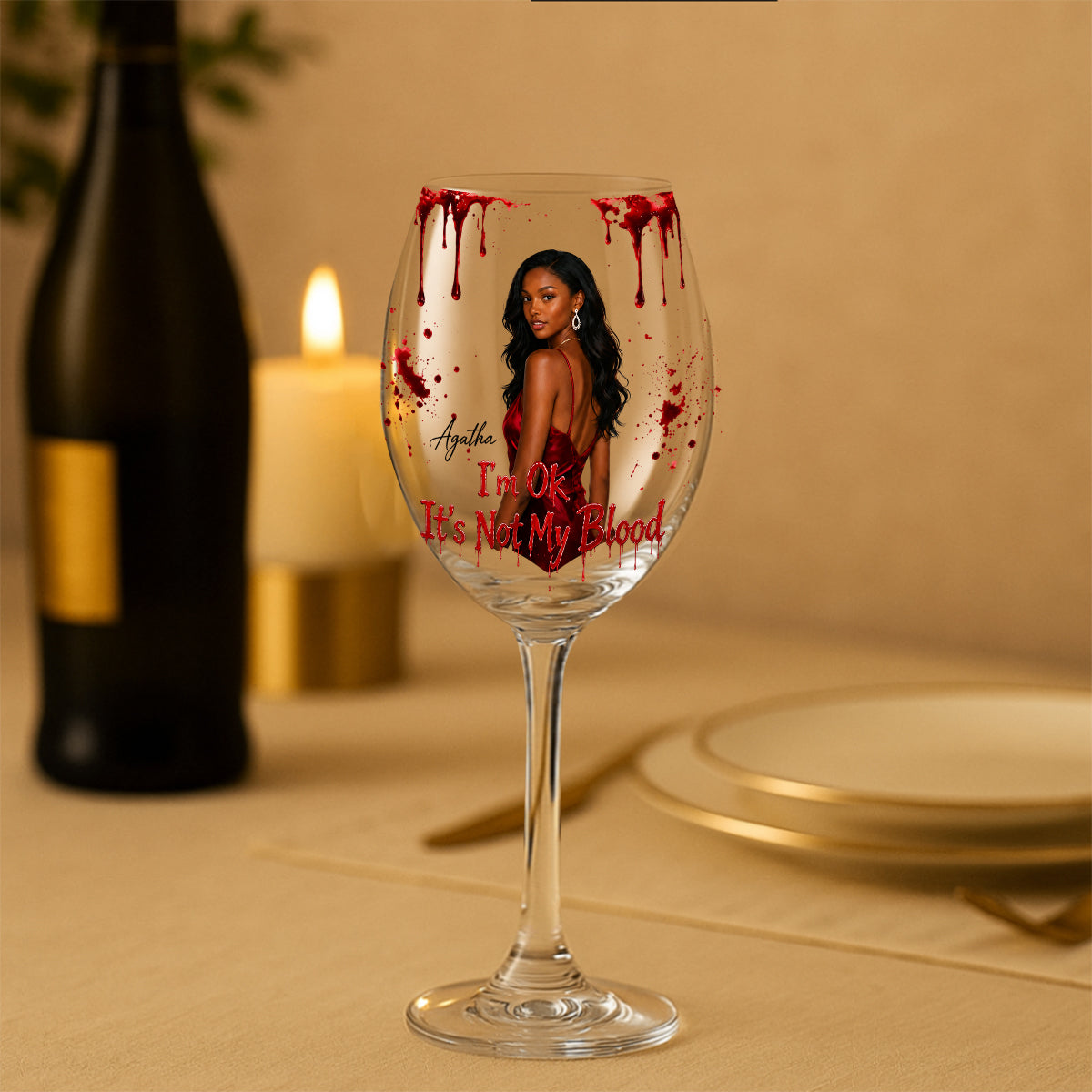 Blood Drip - Personalized Wine Wine Glass With Long Stem