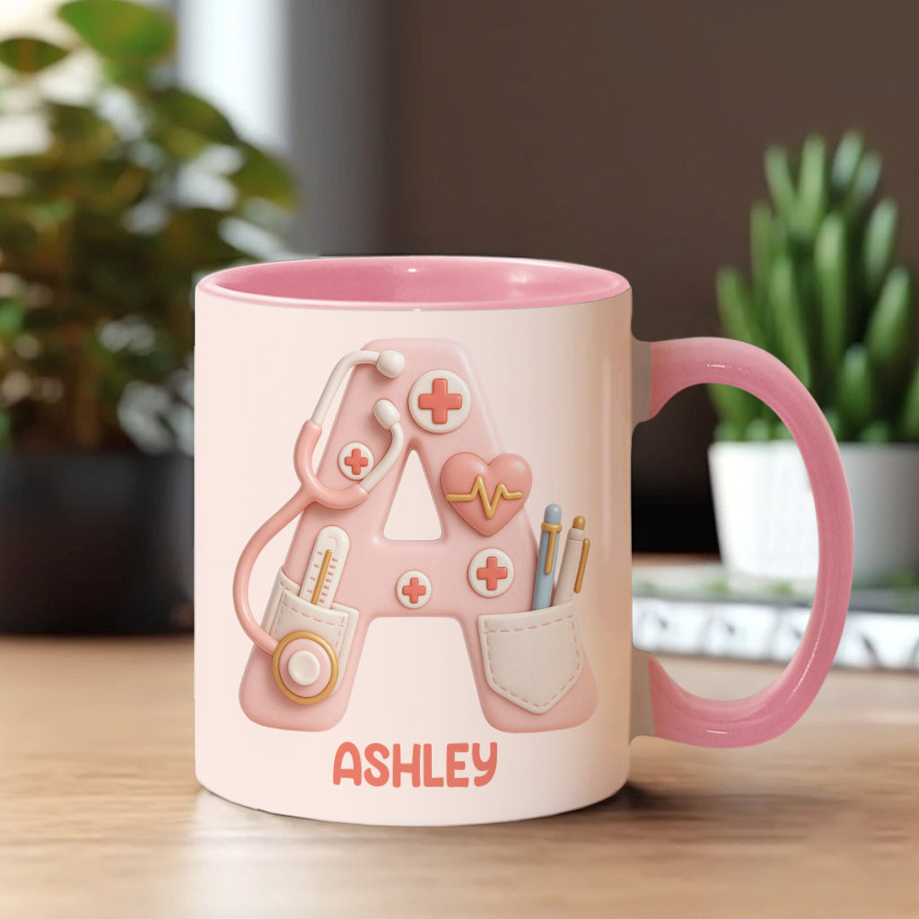 Nurse Alphabet Custom - Personalized Nurse Accent Mug