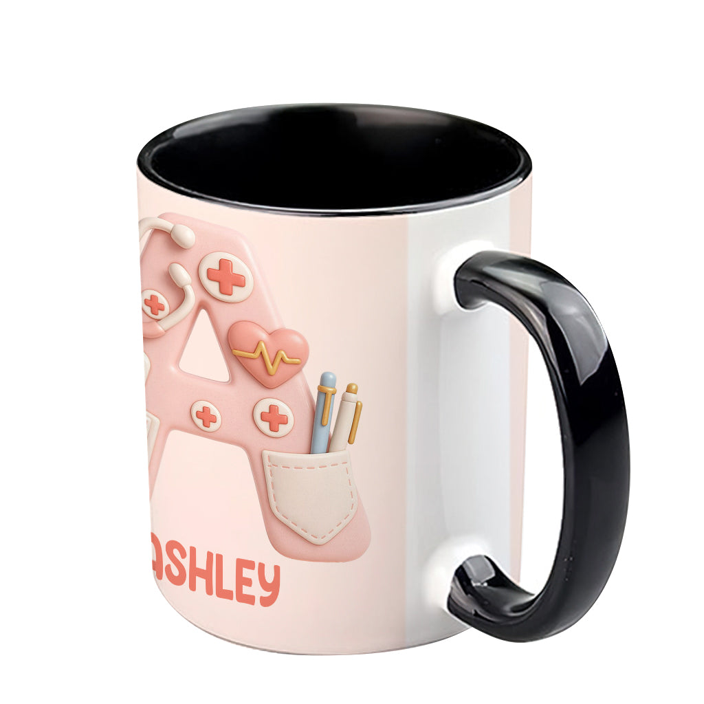 Nurse Alphabet Custom - Personalized Nurse Accent Mug