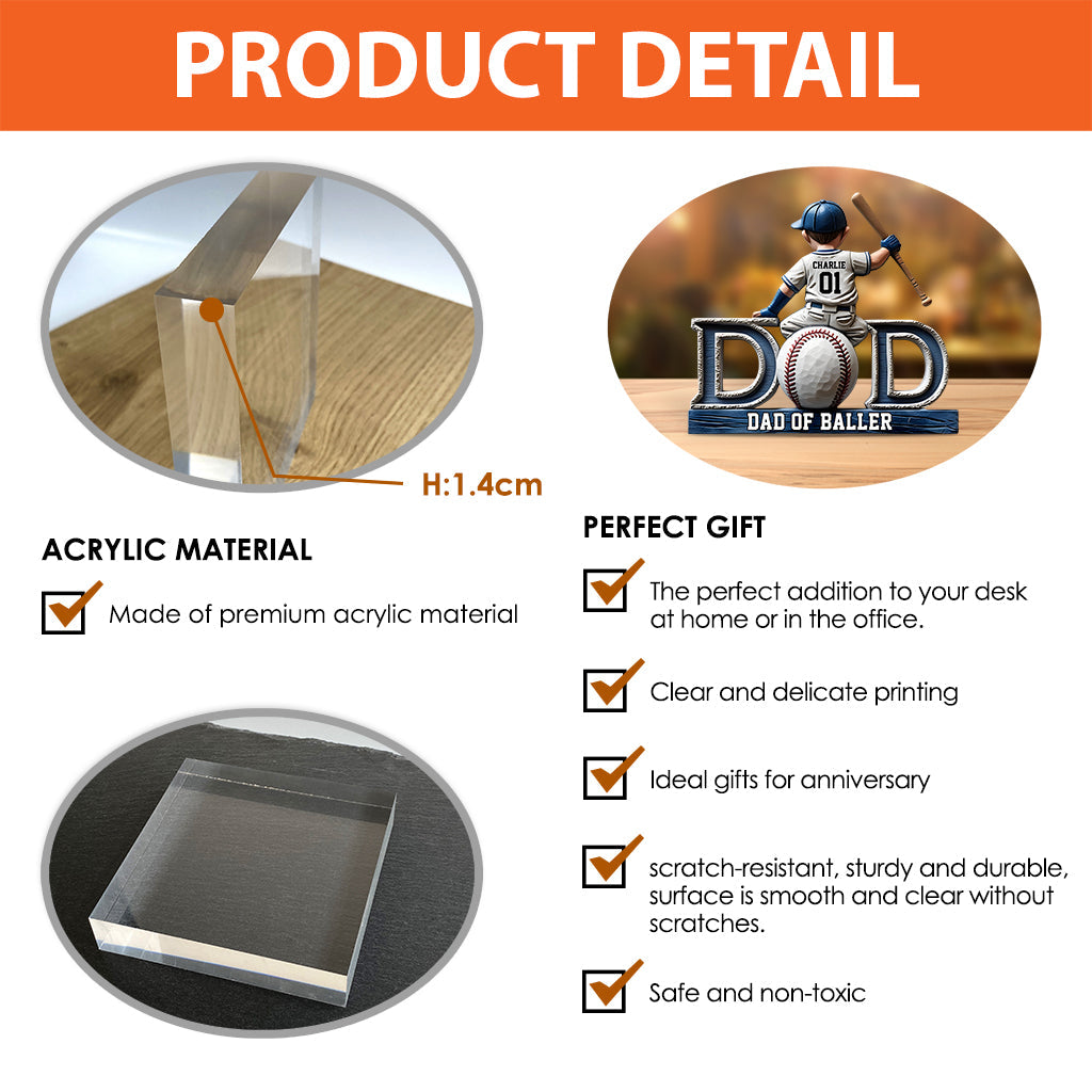 Baseball Dad - Personalized Father Custom Shaped Acrylic Plaque