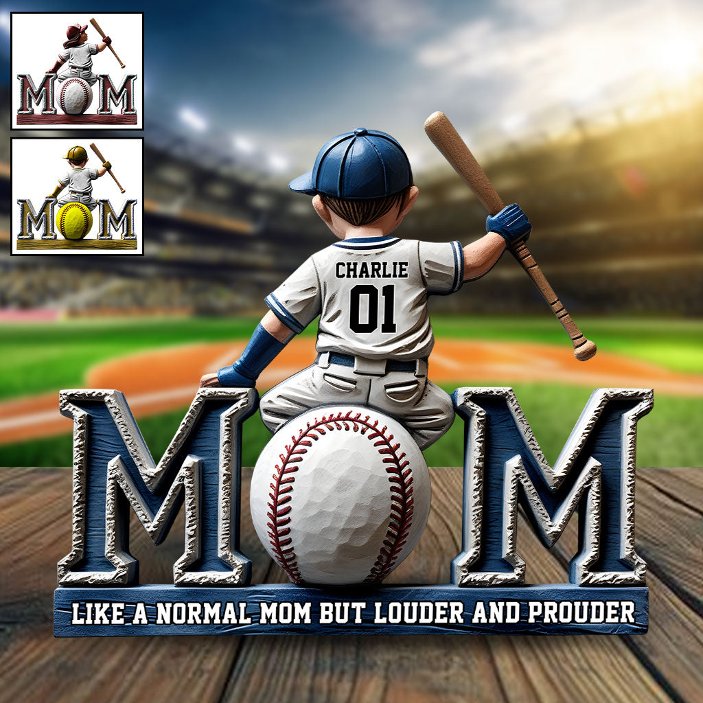 Baseball Mom Like a Normal Mom But Louder - Personalized Mother Custom Shaped Acrylic Plaque