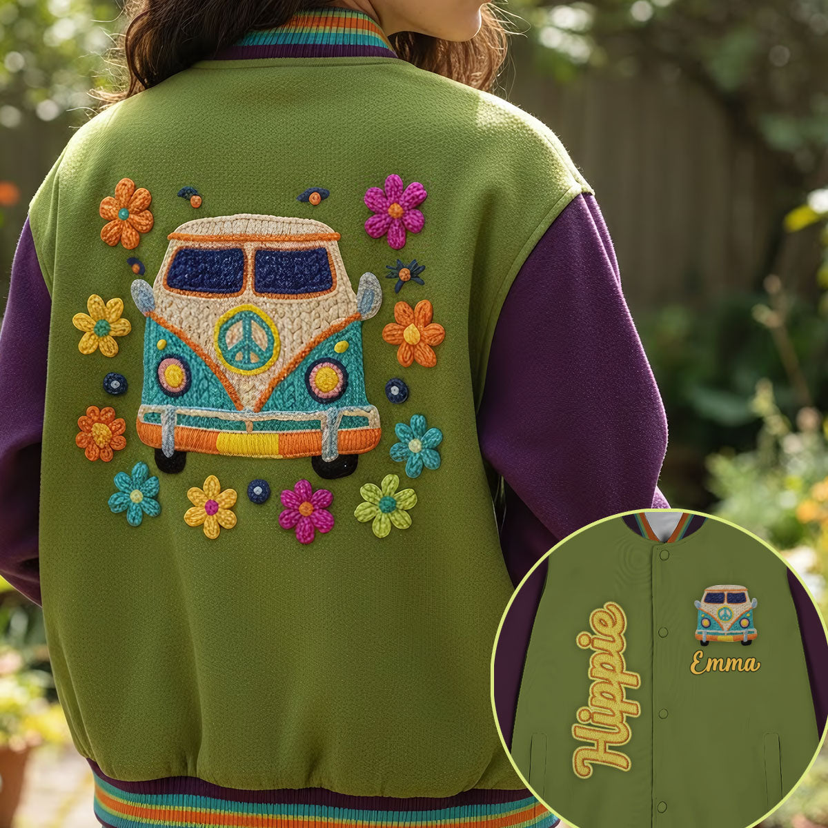 Hippie Souls - Personalized Hippie Varsity Jacket