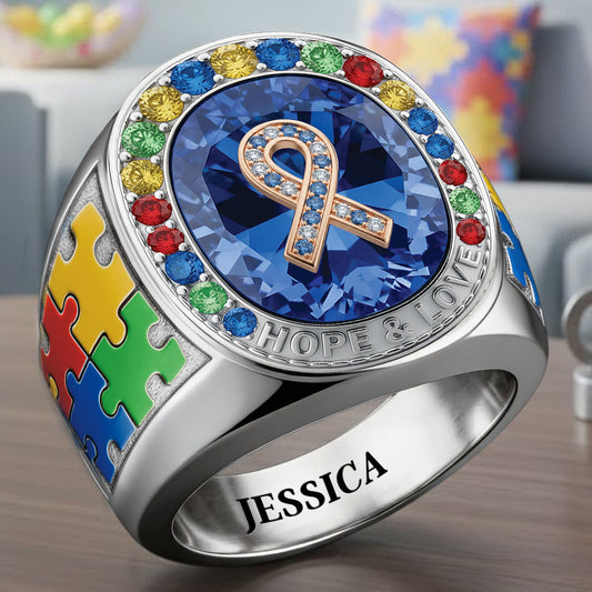 Everyone Communicates Differently - Personalized Autism Awareness Signet Ring