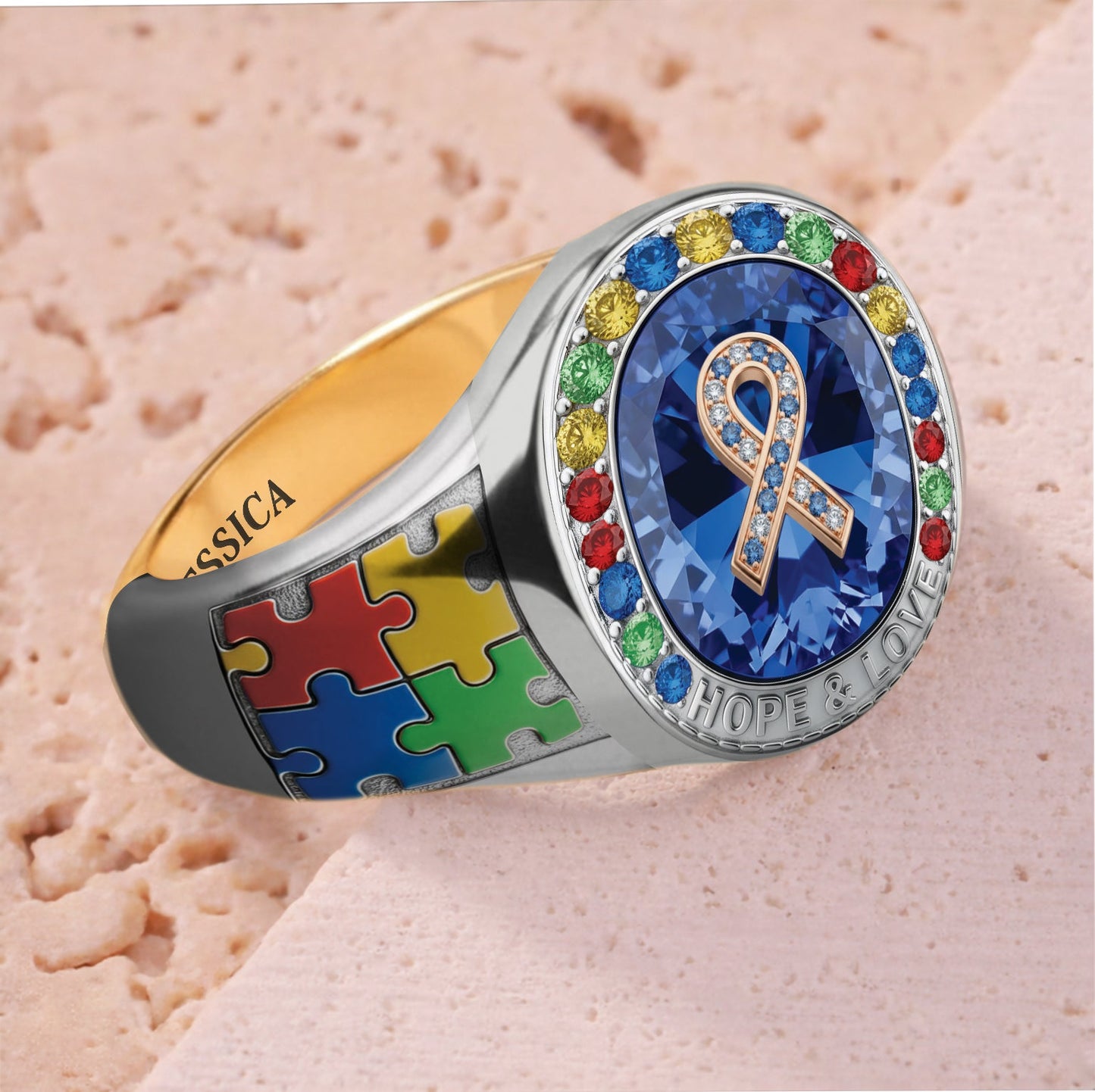 Everyone Communicates Differently - Personalized Autism Awareness Signet Ring