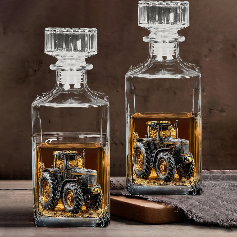 Strong Farmer - Personalized Tractor Whiskey Decanter Set
