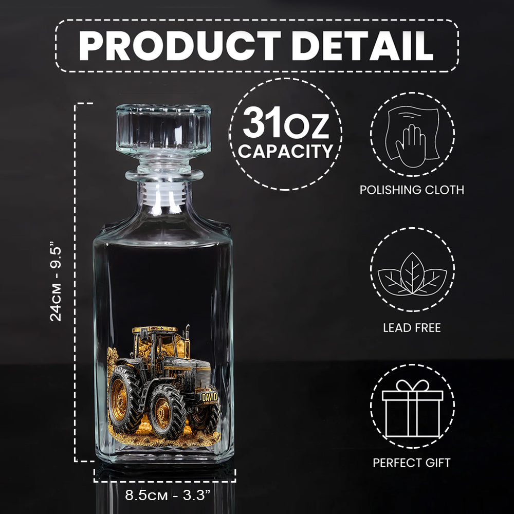 Strong Farmer - Personalized Tractor Whiskey Decanter Set