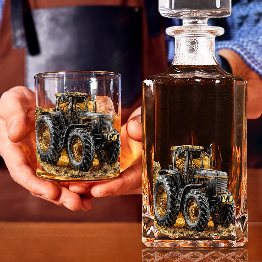 Strong Farmer - Personalized Tractor Whiskey Glass