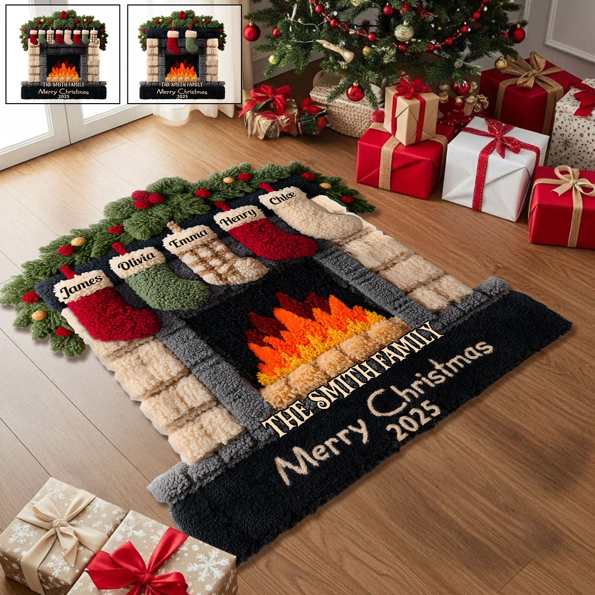 Merry Christmas - Personalized Family Non-Slip Tufted Rug