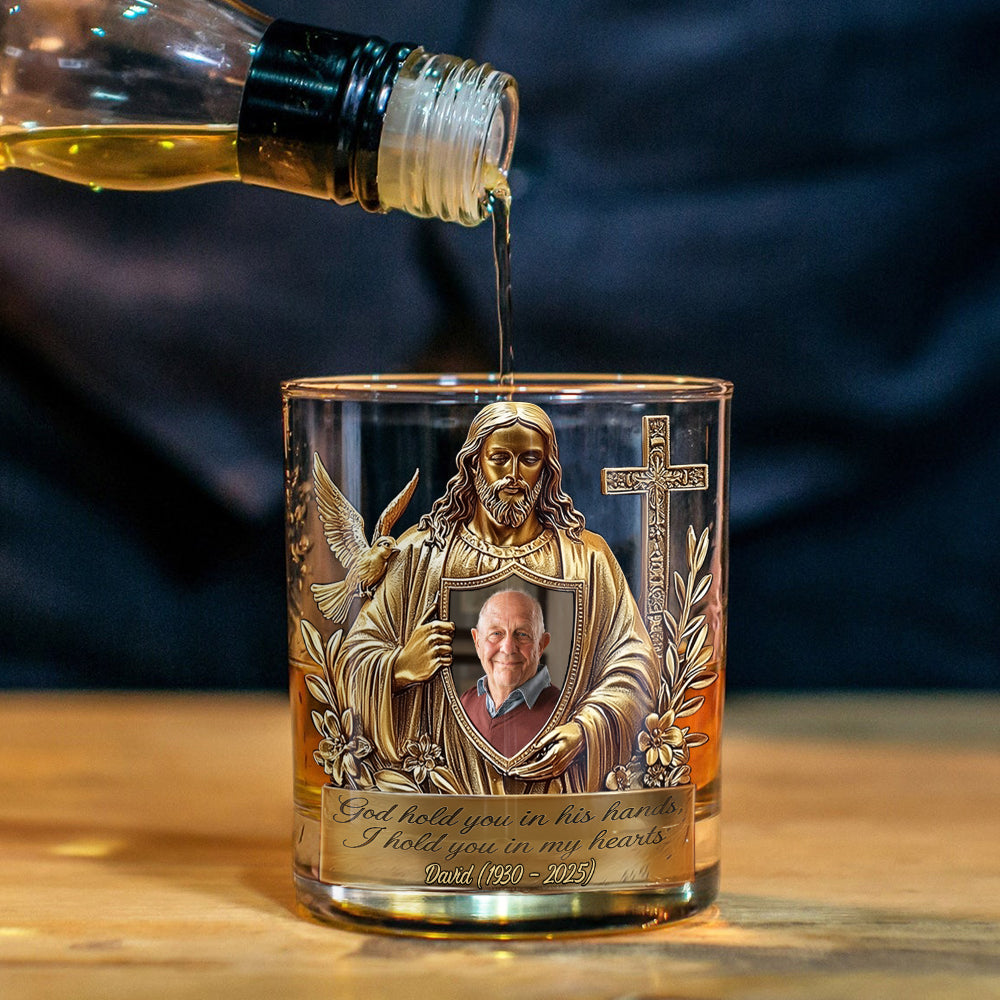 Always In The Arms Of God - Personalized Memorial Whiskey Glass