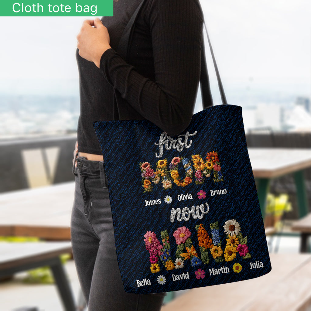 First Mom Now Grandma - Personalized Grandma Tote Bag