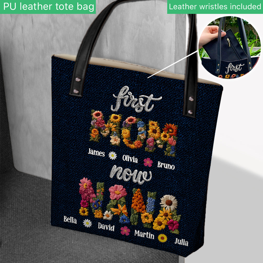 First Mom Now Grandma - Personalized Grandma Tote Bag