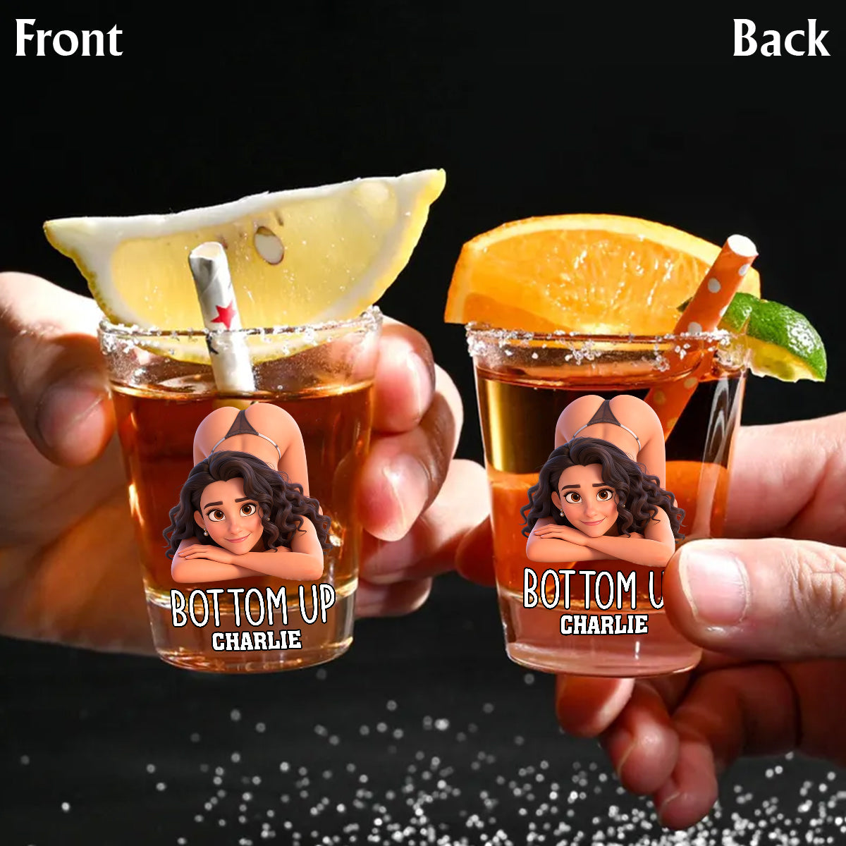 Bottom Up - Personalized Couple Shot Glasses Set