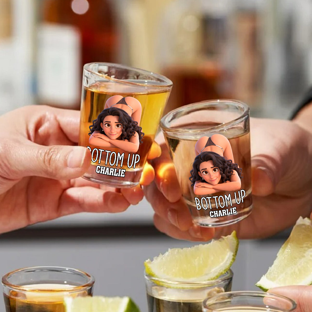 Bottom Up - Personalized Couple Shot Glasses Set