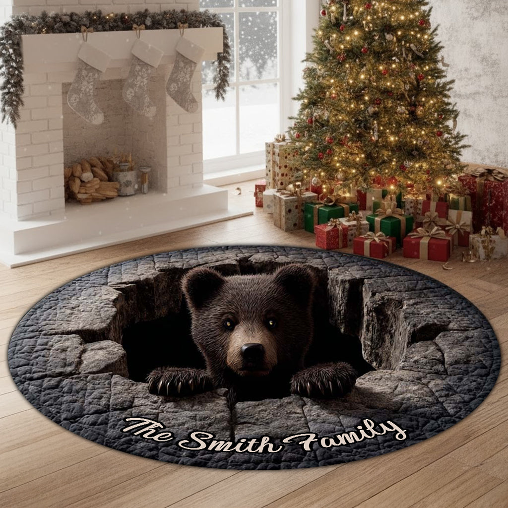 Black Bear - Personalized Hunting Round Rug