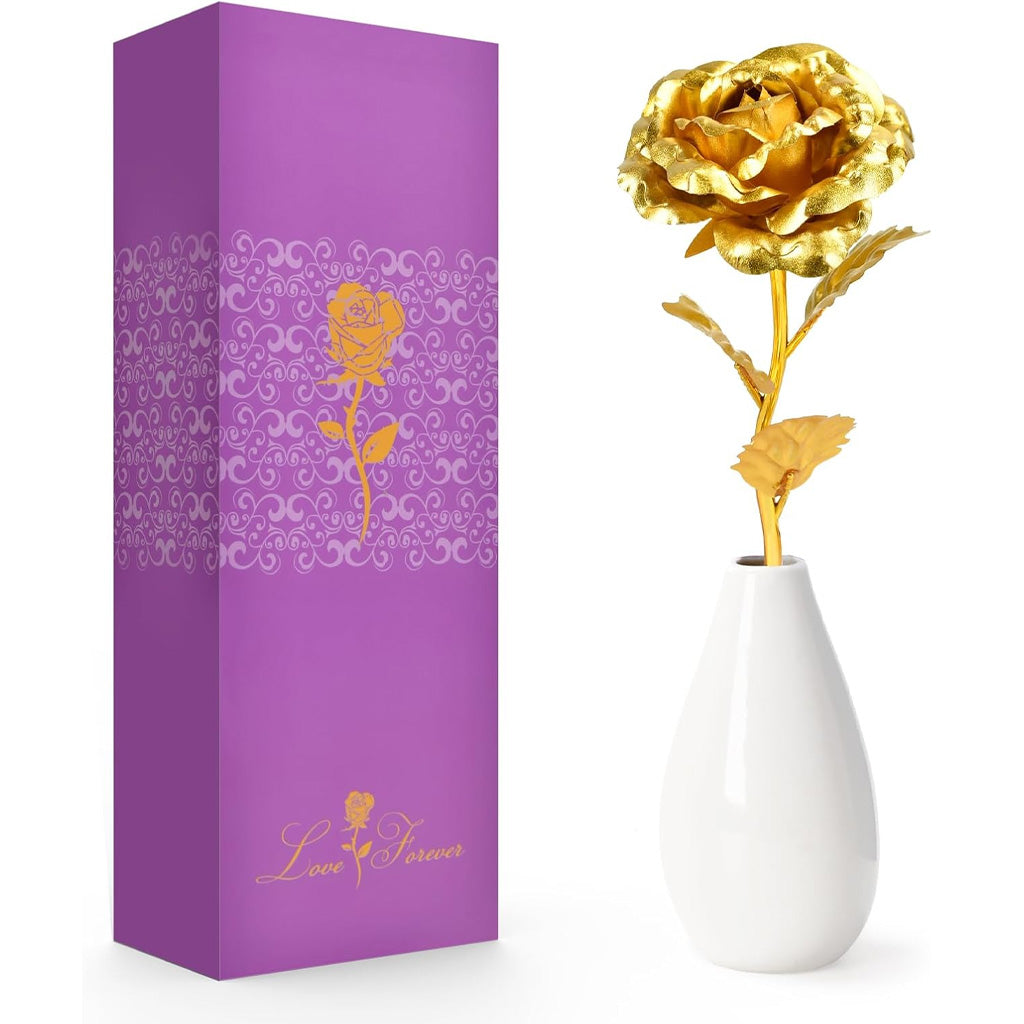 Artificial Rose Flower With Vase Mothers Day Mom Gifts