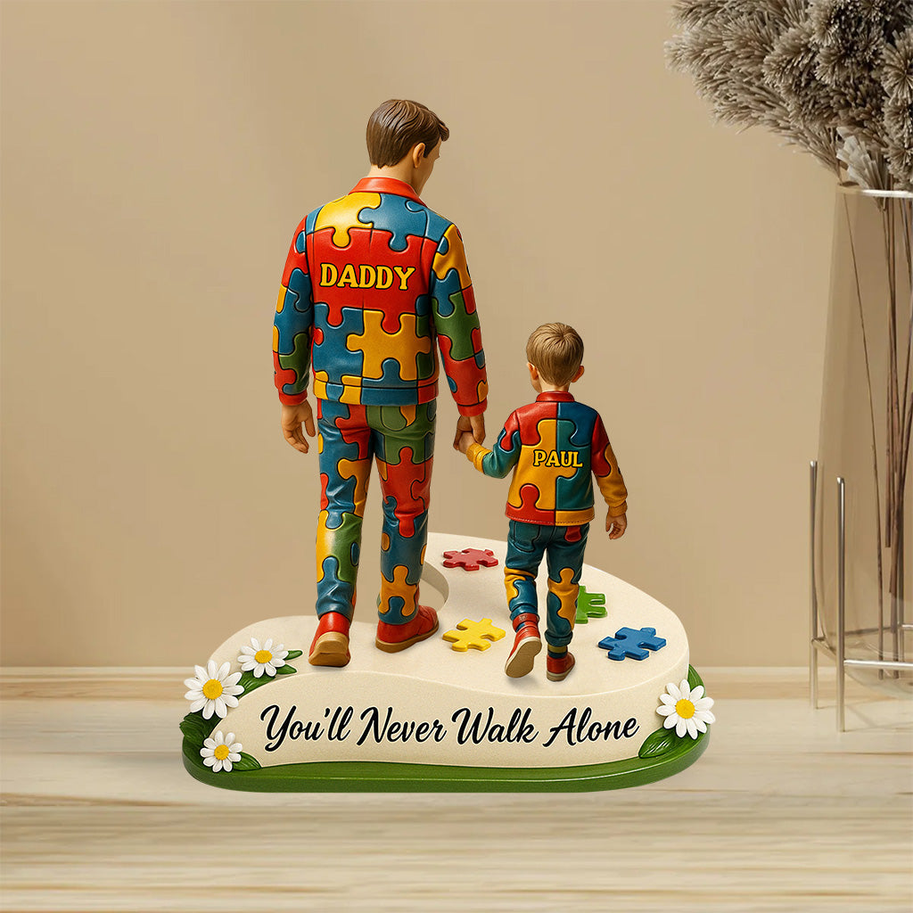 You'll Never Walk Alone - Personalized Autism Awareness Custom Shaped Acrylic Plaque