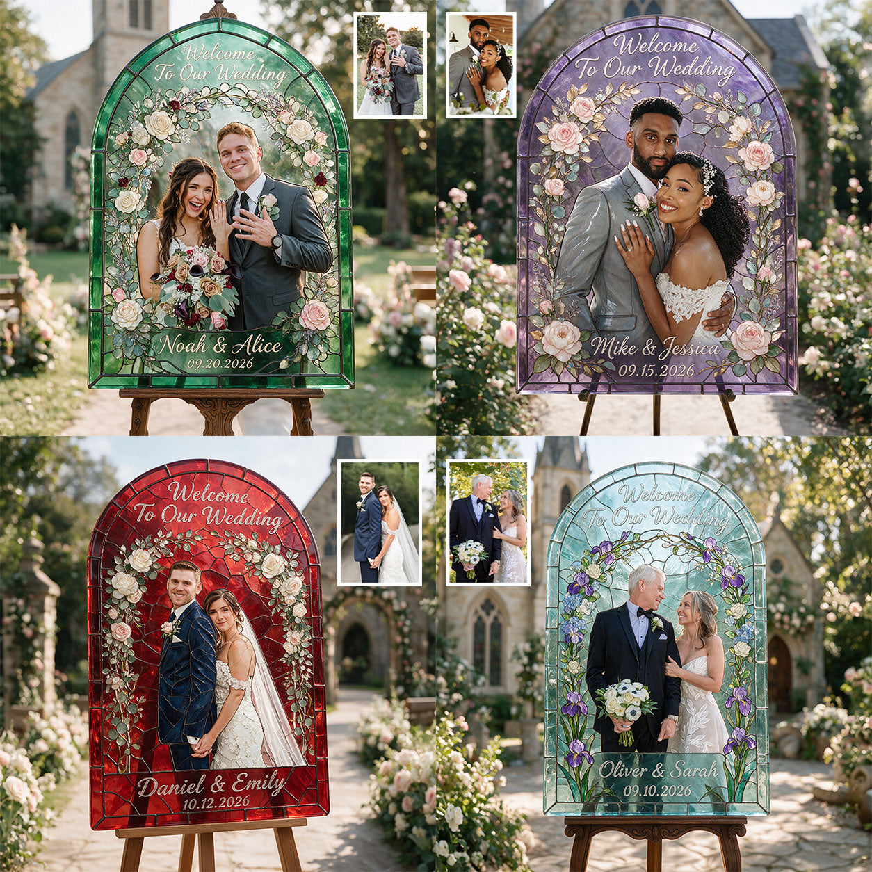 Welcome To Our Wedding - Personalized Couple 3D Printed Glass Suncatcher