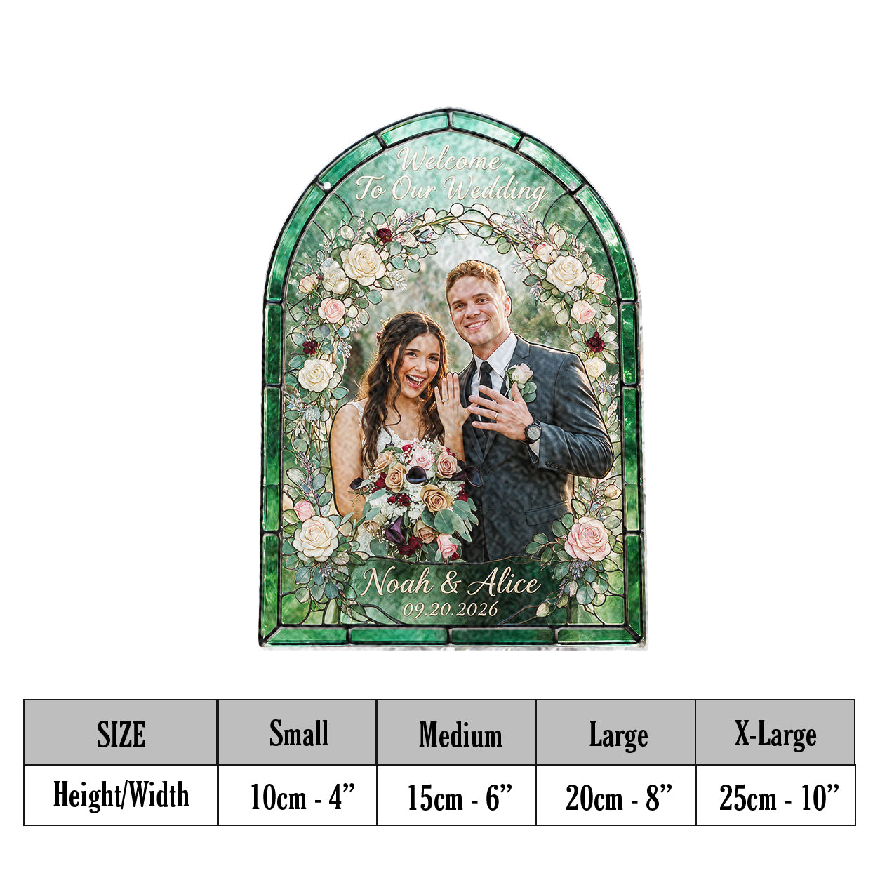 Welcome To Our Wedding - Personalized Couple 3D Printed Glass Suncatcher