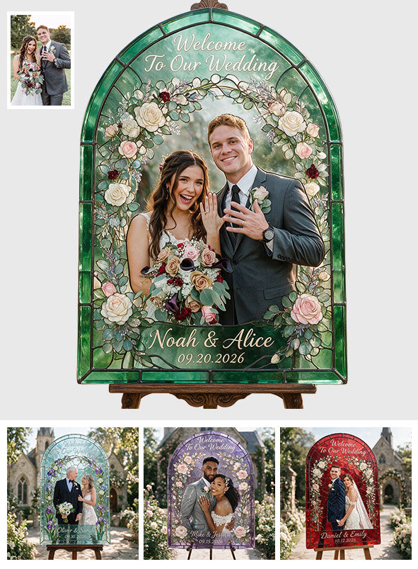 Welcome To Our Wedding - Personalized Couple 3D Printed Glass Suncatcher