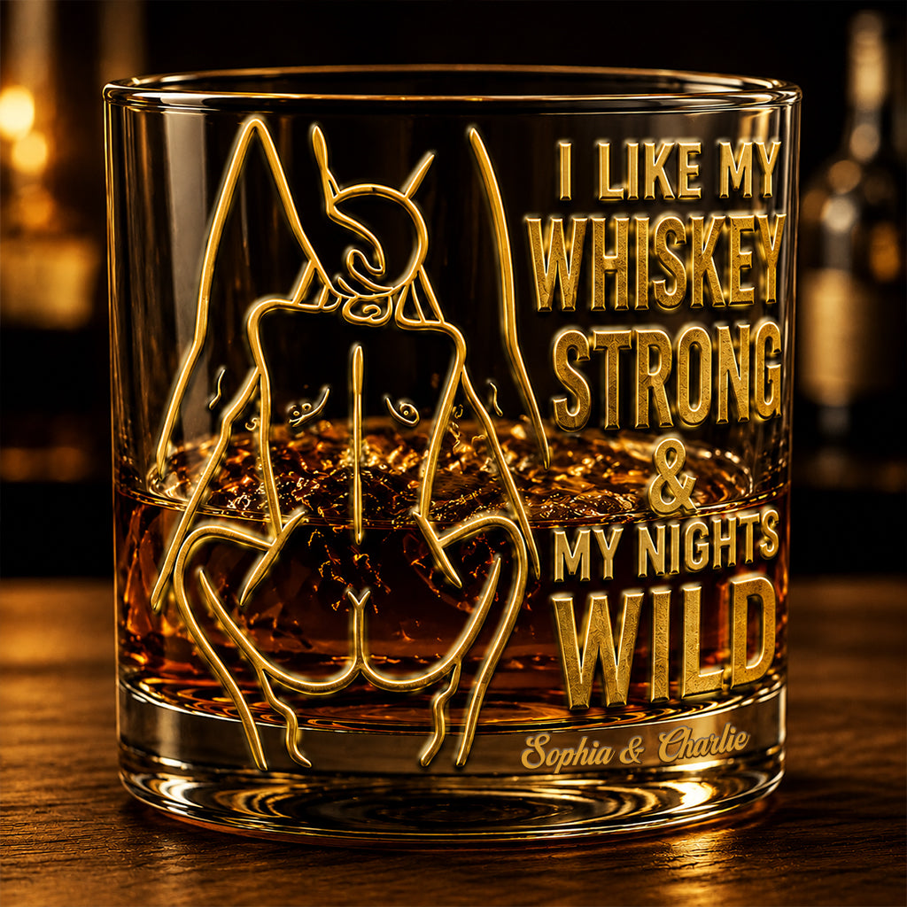 Whiskey Lover Gift, Couple Naughty Gift - Personalized Spicy Couple Whiskey Glass