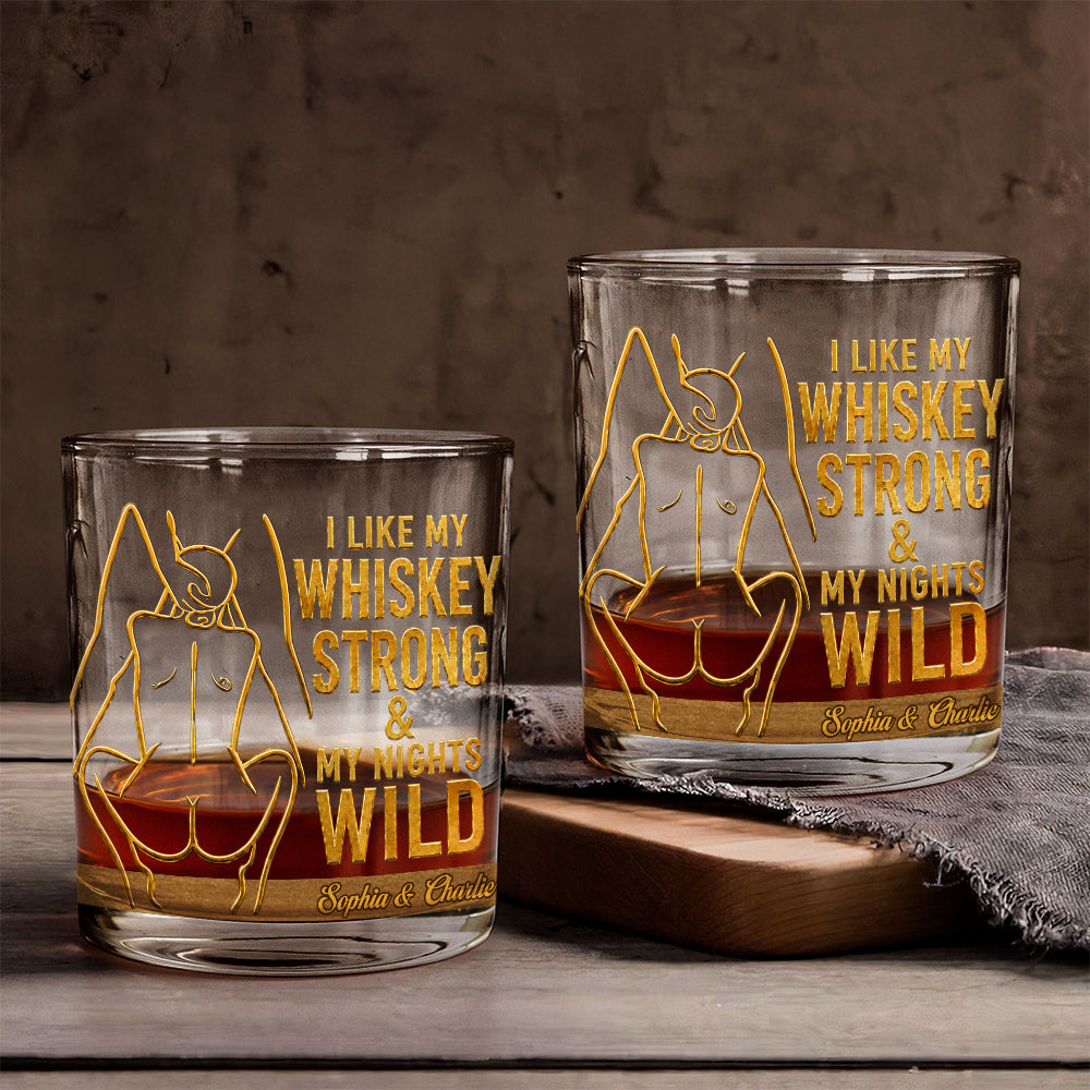 Whiskey Lover Gift, Couple Naughty Gift - Personalized Spicy Couple Whiskey Glass
