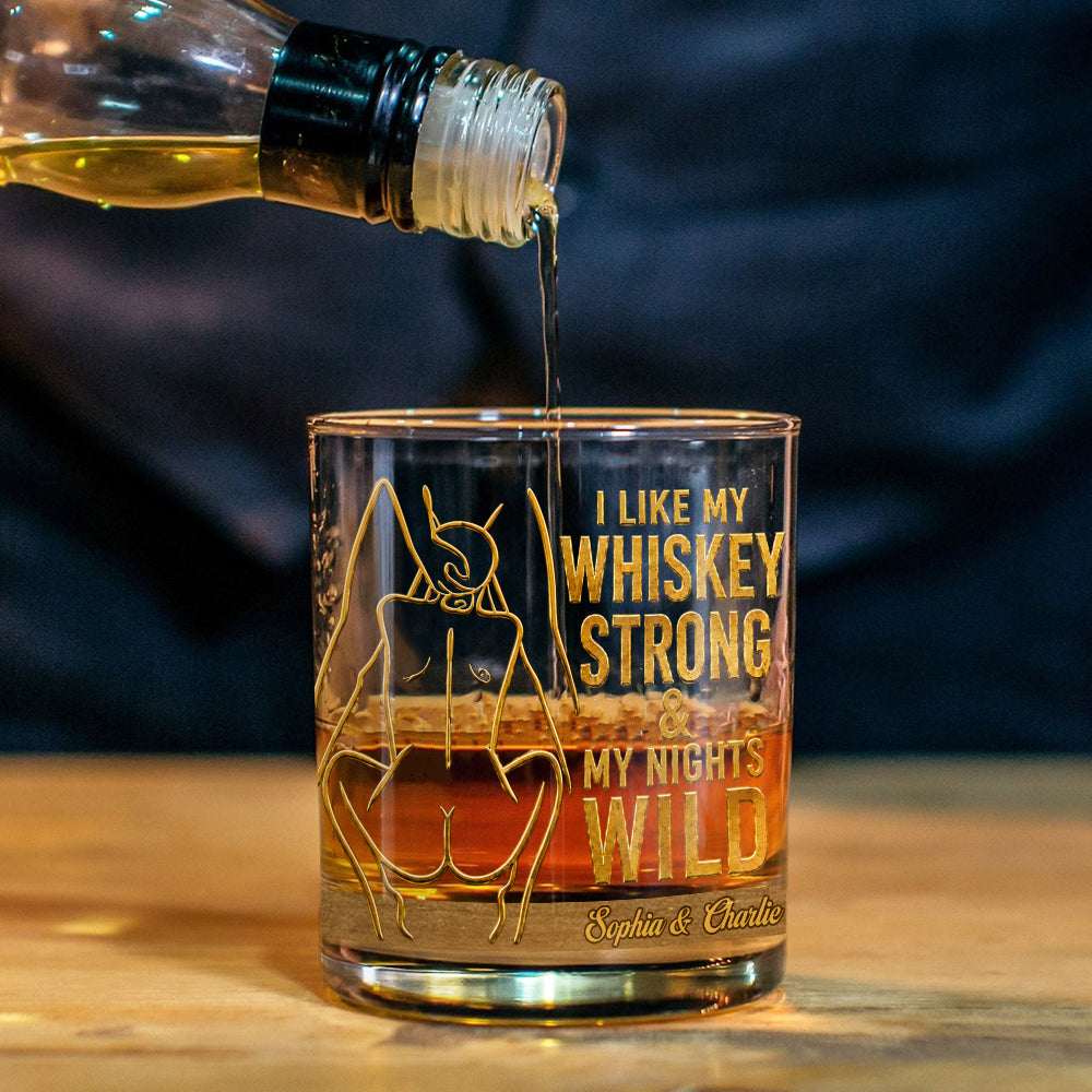 Whiskey Lover Gift, Couple Naughty Gift - Personalized Spicy Couple Whiskey Glass