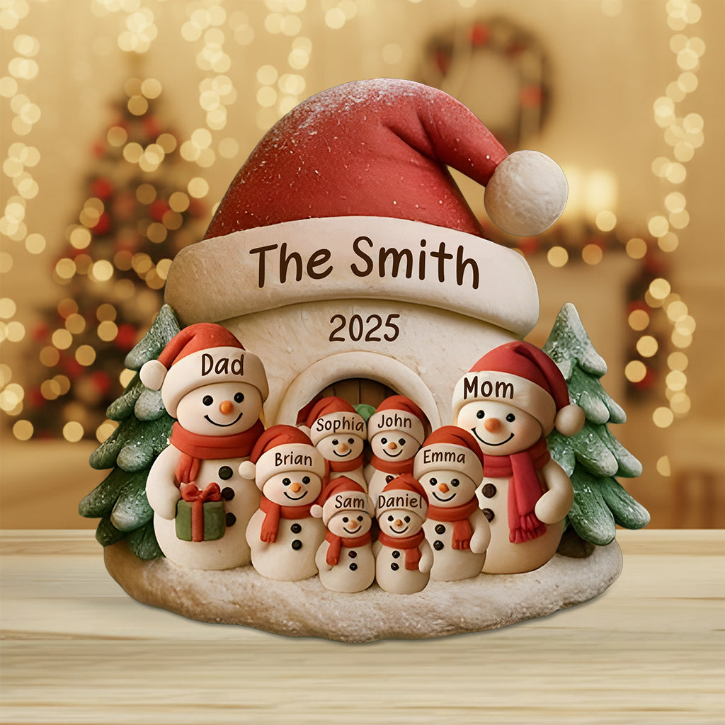 Snowman Family - Personalized Christmas Custom Shaped Acrylic Plaque