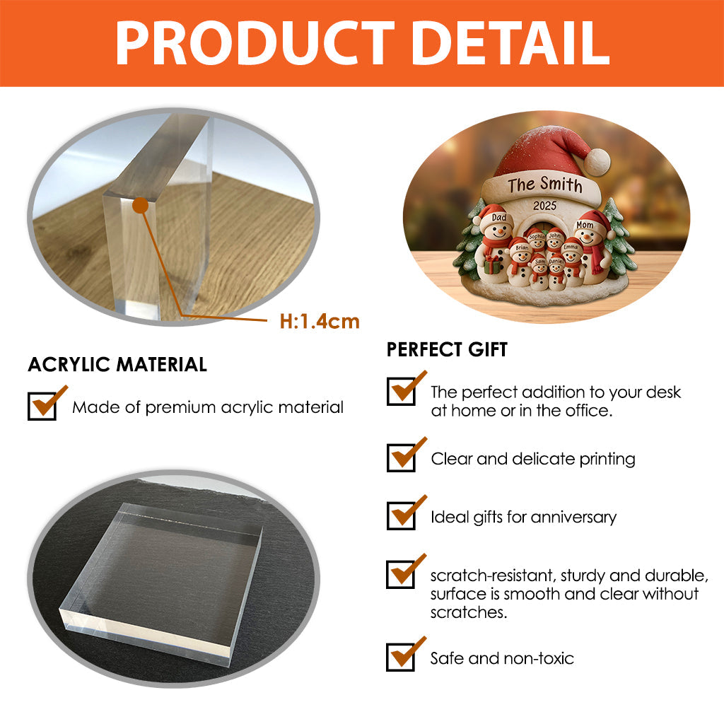 Snowman Family - Personalized Christmas Custom Shaped Acrylic Plaque